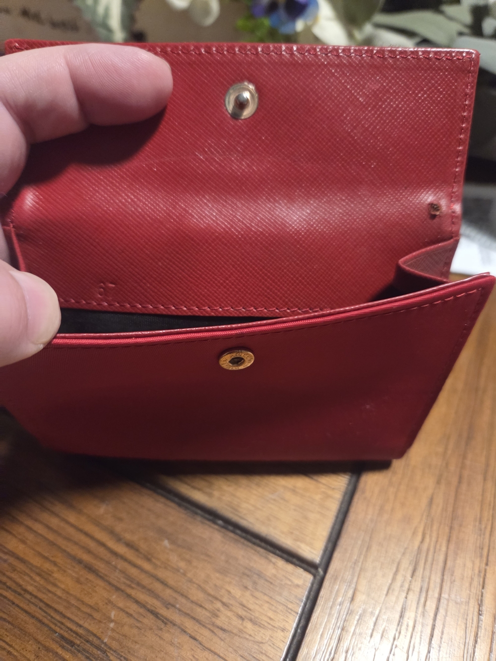 Prada Red Triangular Logo Compact Wallet - Picture 6 of 10